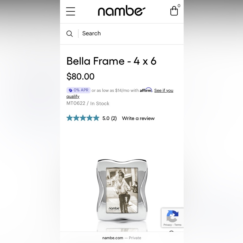 Nambe Bella Frame - 4x6 Silver Frame, Designed by Steve Cozzolino, Chrome Plate - Picture 3 of 15
